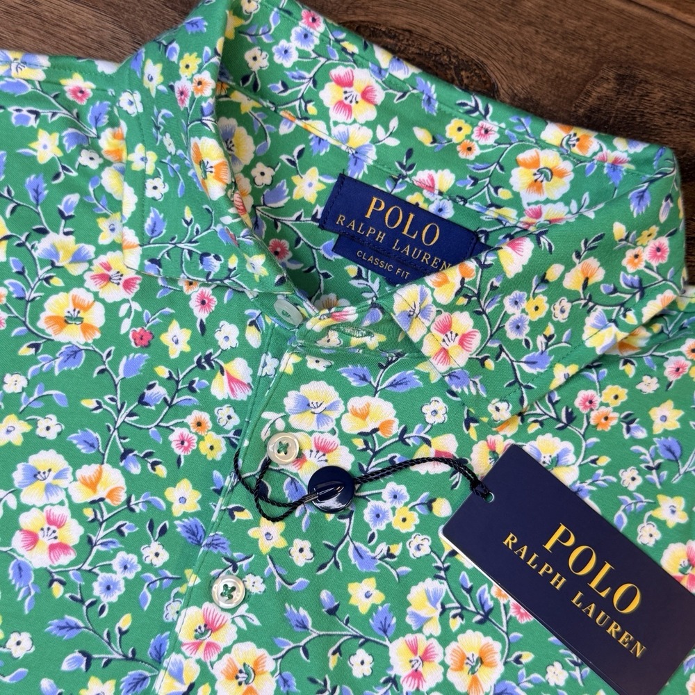 Polo Ralph Lauren Classic Fit Soft Cotton Polo Men's S Golf Green Floral Preppy